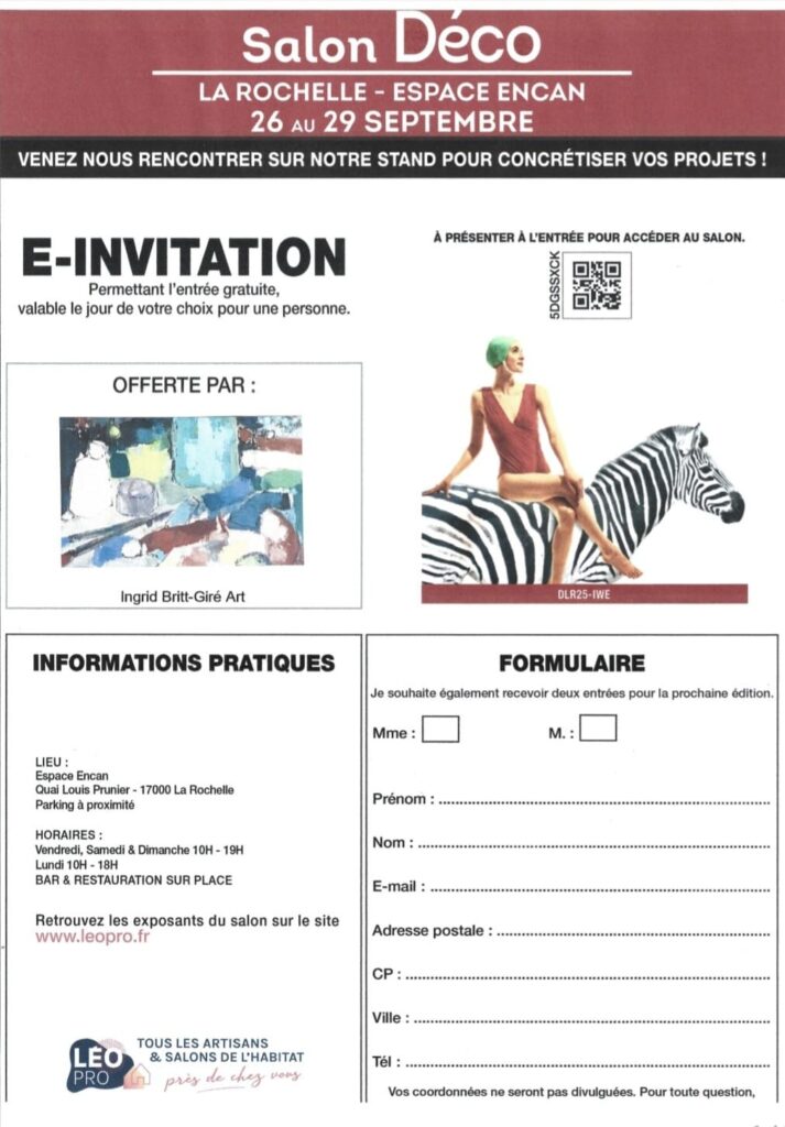 e-invitation au salon de la déco à La Rochelle. A remplir